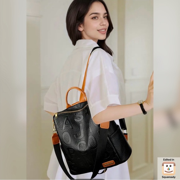 Black and Tan Women's Backpack - Picture 8 of 9